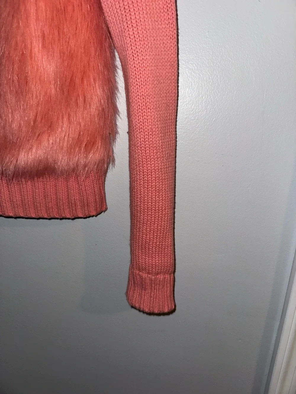 GAP Kids Coral Knit Zip Sweater with Faux Fur, size L (10)